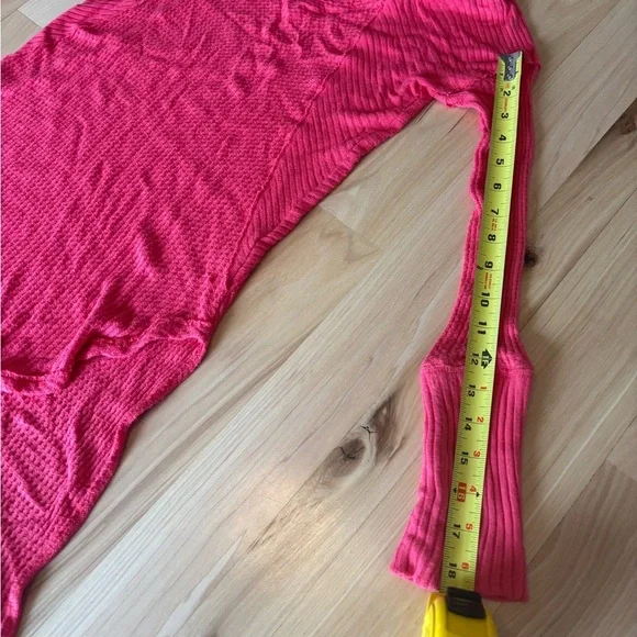 Free People Coral Poppy Red Drippy Ventura Waffle Knit Thermal Top Size XS - Picture 11 of 11